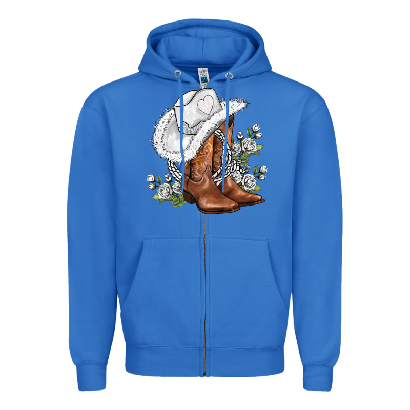 White  Cowgirl  And Roses Zipper Hoodie by AdoDesignShop | Teevron