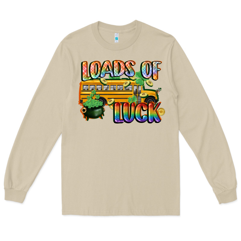 Loads Of Luck With School Bus St. Patrick's Day Long Sleeve Tee by FaDigitalArtStudio | Teevron