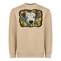 Mushroom white scottish calf with sunflowers western  background Heavyweight Sweatshirt - BarkalooDesign