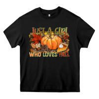 Black Just a girl who loves Fall Heavy Core Tee - NancyCooperArtShop
