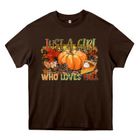 Chocolate Brown Just a girl who loves Fall Heavy Core Tee - NancyCooperArtShop