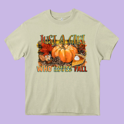Just A Girl Who Loves Fall Heavy Core Tee Designed By Nancycooperartshop