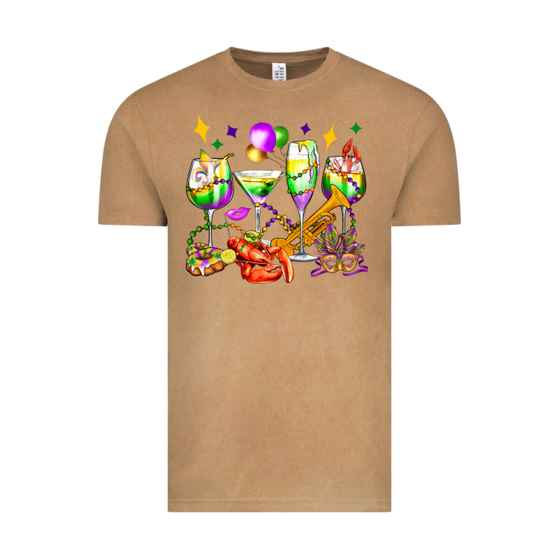Mardi Gras Wine Glasses Olivia Vintage Tee by OliviaCreatesArt | Teevron