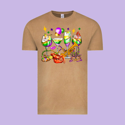 Mardi Gras Wine Glasses Olivia Vintage Tee Designed By Oliviacreatesart