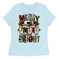 Baby Blue merry and bright Ladies Tee - CowGirlArtShop
