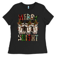 Black merry and bright Ladies Tee - CowGirlArtShop