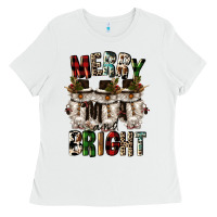 White merry and bright Ladies Tee - CowGirlArtShop