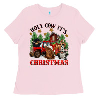Bubblegum Pink holy cow its christmas Ladies Tee - CowGirlArtShop