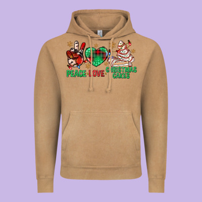 Peace Love Christmas Cakes Bbs Vintage Hoodie Designed By Bundleandbundleshop