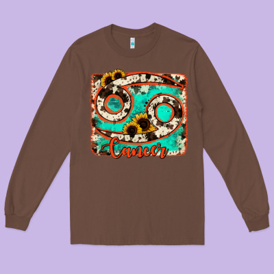 Cancer Turquoise Cowhide Long Sleeve Tee Designed By Ranaportraitstore