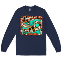 Navy cancer turquoise cowhide Long Sleeve Tee - RanaPortraitStore