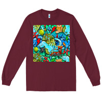 Burgundy boy child coffee cup and teddy bear with thunderbolts and camouflage s Long Sleeve Tee - BundleAndBundleShop