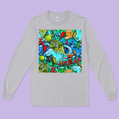 Boy Child Coffee Cup And Teddy Bear With Thunderbolts And Camouflage S Long Sleeve Tee Designed By Bundleandbundleshop