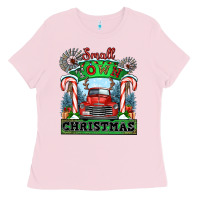 Bubblegum Pink small town christmas Ladies Tee - CowGirlArtShop