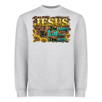 Heather Grey jesus the way the truth the life Heavyweight Sweatshirt - BarkalooDesign
