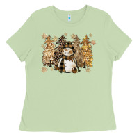 Matcha snowman with christmas trees 11inches Ladies Tee - CowGirlArtShop