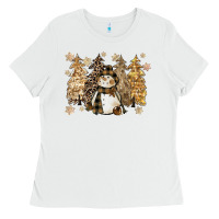 White snowman with christmas trees 11inches Ladies Tee - CowGirlArtShop