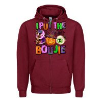 Burgundy Hallowen Boo Zipper Hoodie - AdoDesignShop