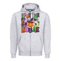Heather Grey Hallowen Boo Zipper Hoodie - AdoDesignShop
