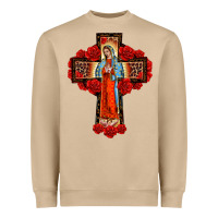 Mushroom lady of guadalupe rose cross, Heavyweight Sweatshirt - BarkalooDesign