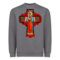Storm lady of guadalupe rose cross, Heavyweight Sweatshirt - BarkalooDesign