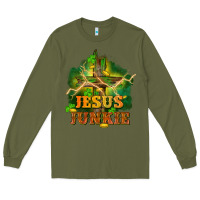 Army Green Jesus junkie St. Patricks Day Long Sleeve Tee - FaDigitalArtStudio