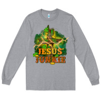 Heather Grey Jesus junkie St. Patricks Day Long Sleeve Tee - FaDigitalArtStudio