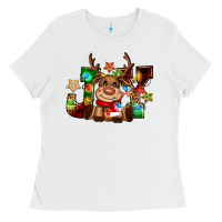 White reindeer joy christmas Ladies Tee - CowGirlArtShop
