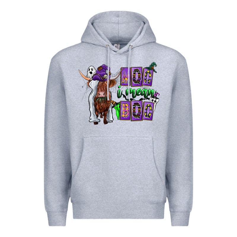 Moo I Mean Boo Premium Hoodie by CowhideDigitalArt | Teevron