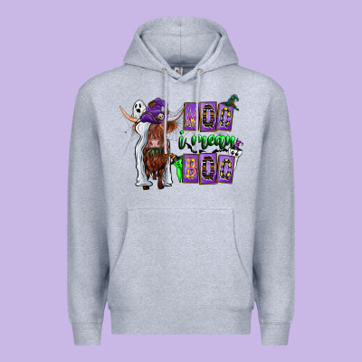 Moo I Mean Boo Premium Hoodie Designed By Cowhidedigitalart