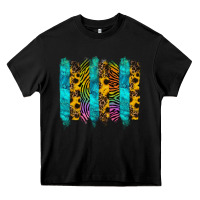 Black turquoise leopard sunflowers colorful Heavy Core Tee - RanaPortraitStore