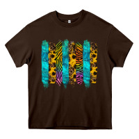 Chocolate Brown turquoise leopard sunflowers colorful Heavy Core Tee - RanaPortraitStore