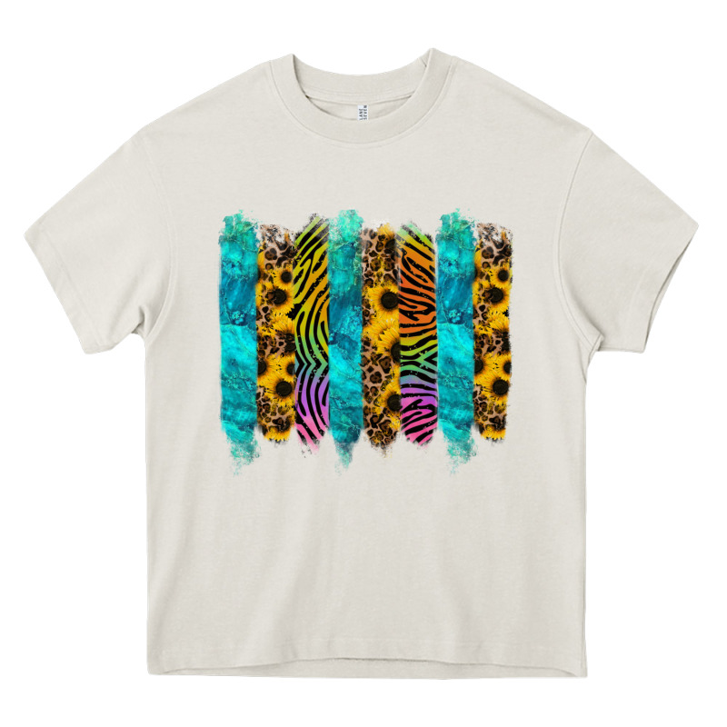 Turquoise Leopard Sunflowers Colorful Heavy Core Tee by RanaPortraitStore | Teevron
