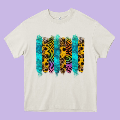 Turquoise Leopard Sunflowers Colorful Heavy Core Tee Designed By Ranaportraitstore