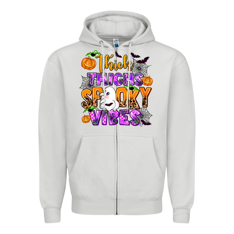 Thick Thighs Spooky Vibes Zipper Hoodie by AdoDesignShop | Teevron