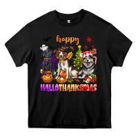 Black happy hallothanksmas dogs Heavy Core Tee - texasbilliewilder