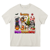 Cream happy hallothanksmas dogs Heavy Core Tee - texasbilliewilder