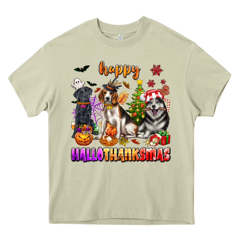 Happy Hallothanksmas Dogs Heavy Core Tee by texasbilliewilder | Teevron
