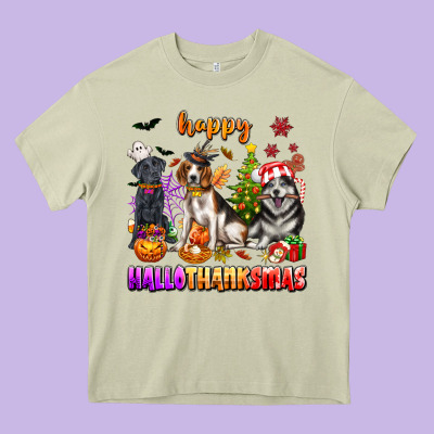 Happy Hallothanksmas Dogs Heavy Core Tee Designed By Texasbilliewilder