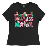 Black somebody jolly ass mama pink christmas Ladies Tee - CowGirlArtShop