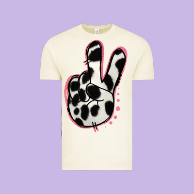 Black White Dalmatian Peace Sign Vintage Tee Designed By Jasminsmagicworld