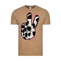 Vintage Coffee Black White Dalmatian Peace Sign Vintage Tee - Jasminsmagicworld