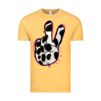 Vintage Mustard Black White Dalmatian Peace Sign Vintage Tee - Jasminsmagicworld
