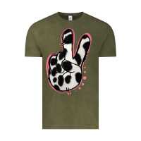 Vintage Olive Black White Dalmatian Peace Sign Vintage Tee - Jasminsmagicworld