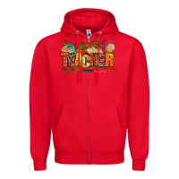 Red fall teacher Zipper Hoodie - AdoDesignShop