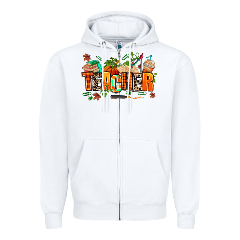 Fall Teacher Zipper Hoodie by AdoDesignShop | Teevron