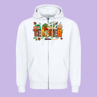 Fall Teacher Zipper Hoodie Designed By Adodesignshop