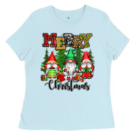 Baby Blue merry christmas gnomes Ladies Tee - CowGirlArtShop