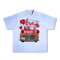 Grape Ice Western Valentines Day Truck Love Bird Letter Urban Heavy Tee - FaDigitalArtStudio