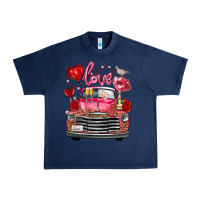 Navy Western Valentines Day Truck Love Bird Letter Urban Heavy Tee - FaDigitalArtStudio